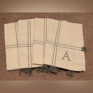 Mudpie “A” Initial Dinner Cloth Napkins - NEW!